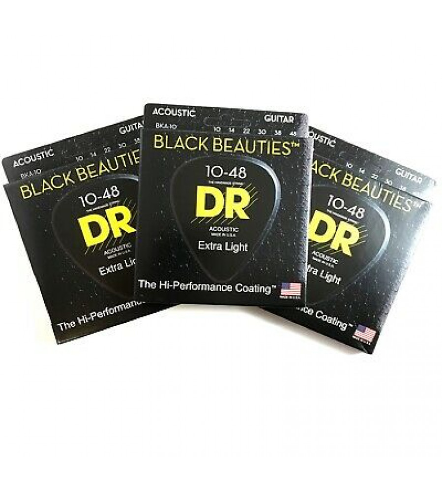 DR Strings Black Beauties Black Colored Acoustic Guitar Strings