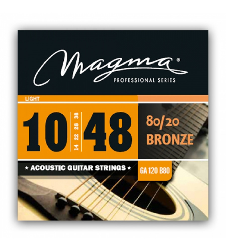 MAGMA GA120B80 LIGHT 80/20 BRONZE ACOUSTIC GUITAR STRINGS 10-48