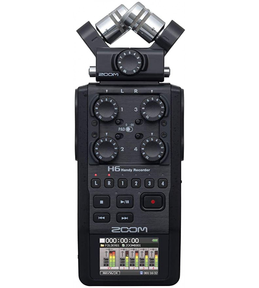 Zoom H6 Black 6-Track Recorder Stereo Microphones