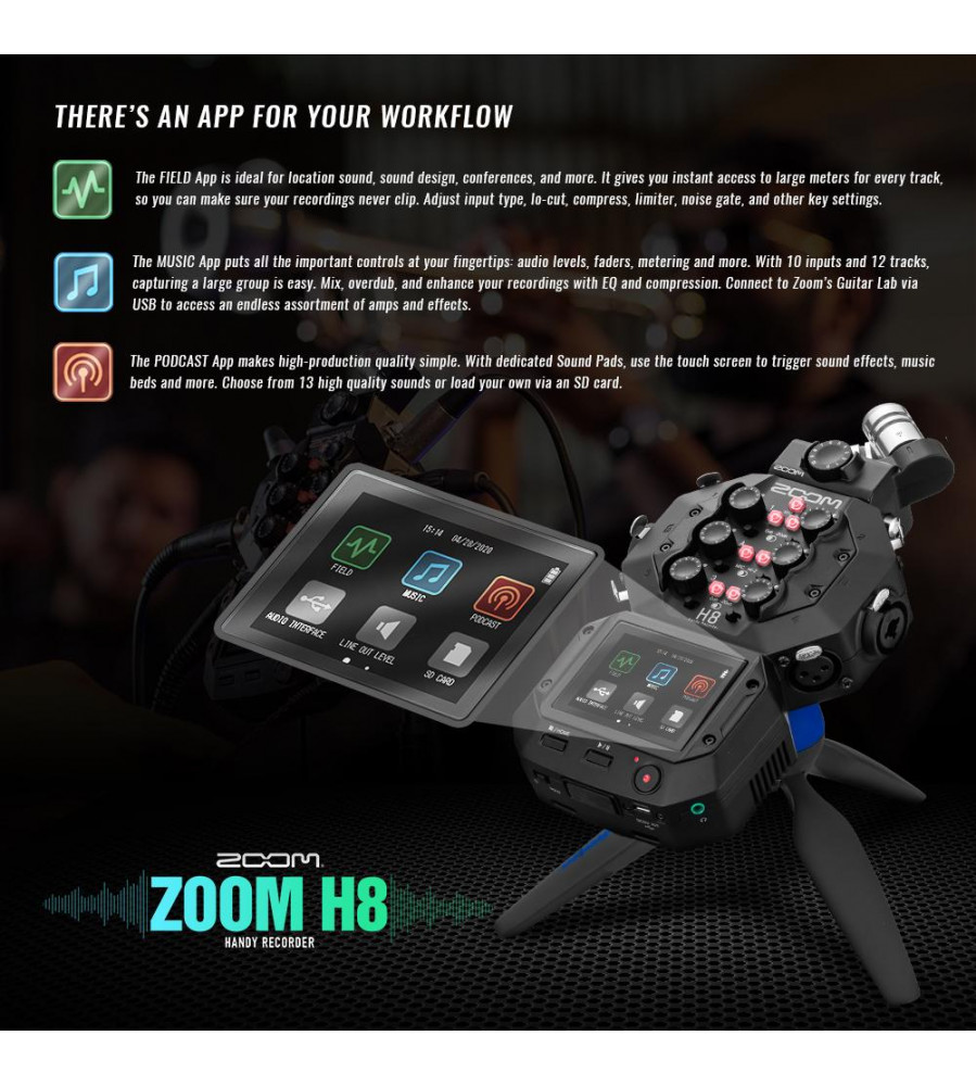 Zoom H8 12-Track Portable Handy Recorder