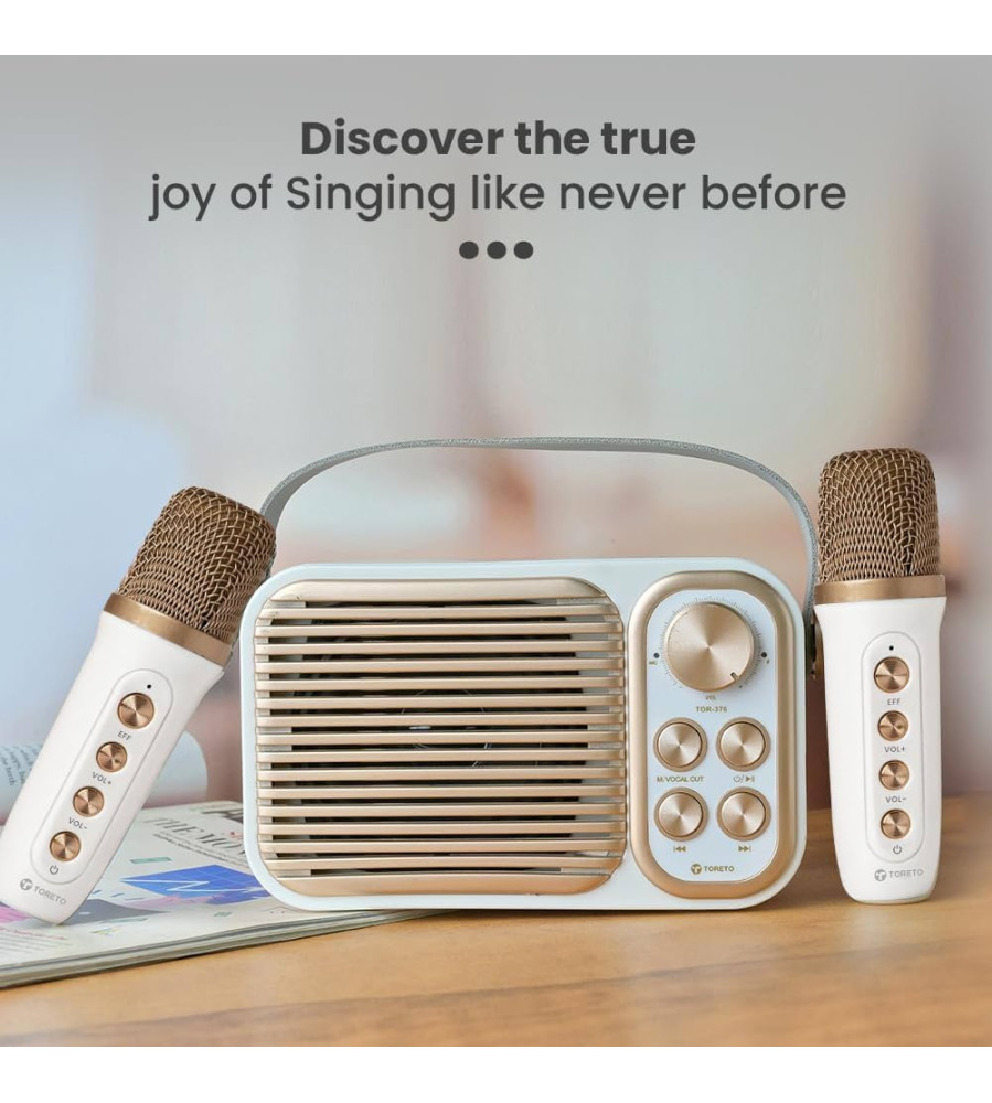 Toreto RetroMini Wireless Bluetooth Speaker with Dual Wireless Karaoke Mic