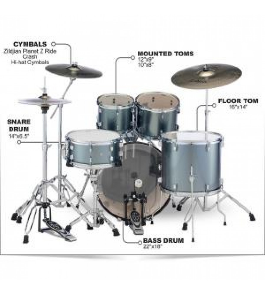 Pearl Roadshow 5Pc Drumset with Stands and Cymbals