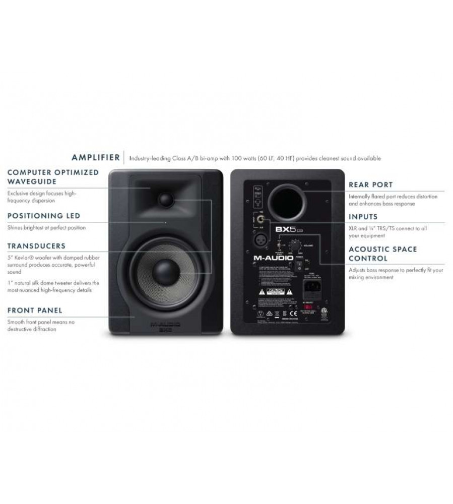 M-Audio BX5 D3 |Compact 2-Way 5 Inch Active Studio Monitor