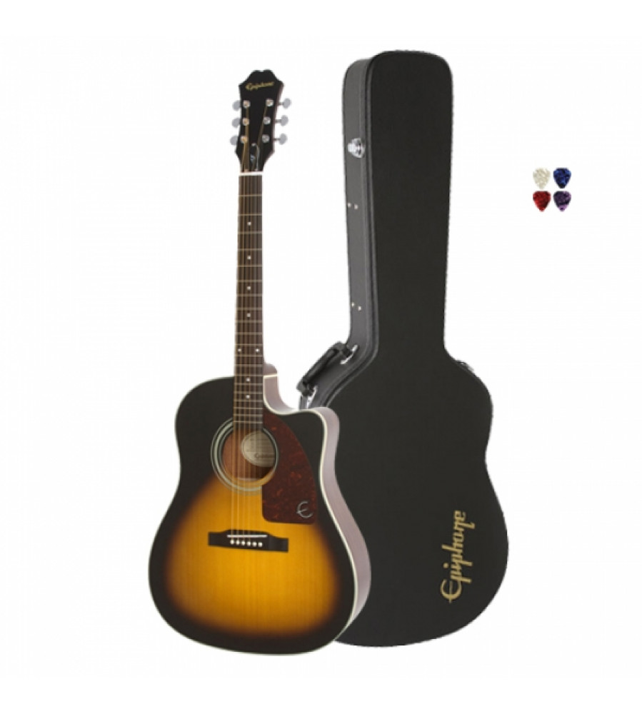 Epiphone AJ-210CE Sami-Acoustic Guitar With Case Sunburst
