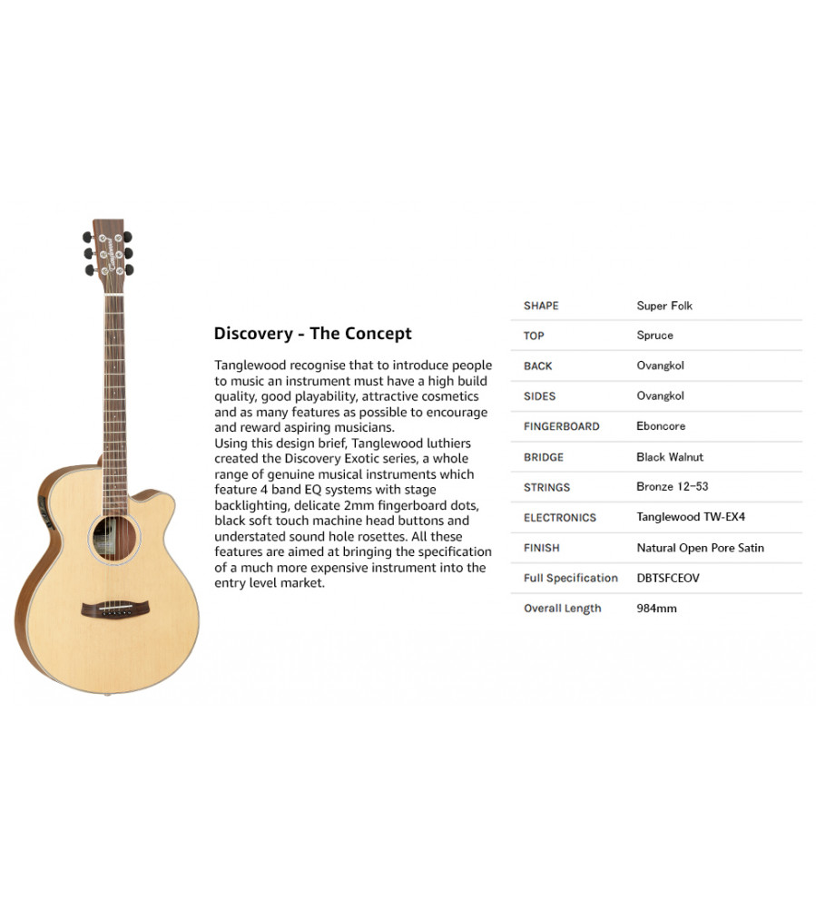 Tanglewood DBTSFCEOV Discovery Electro Acoustic Guitar